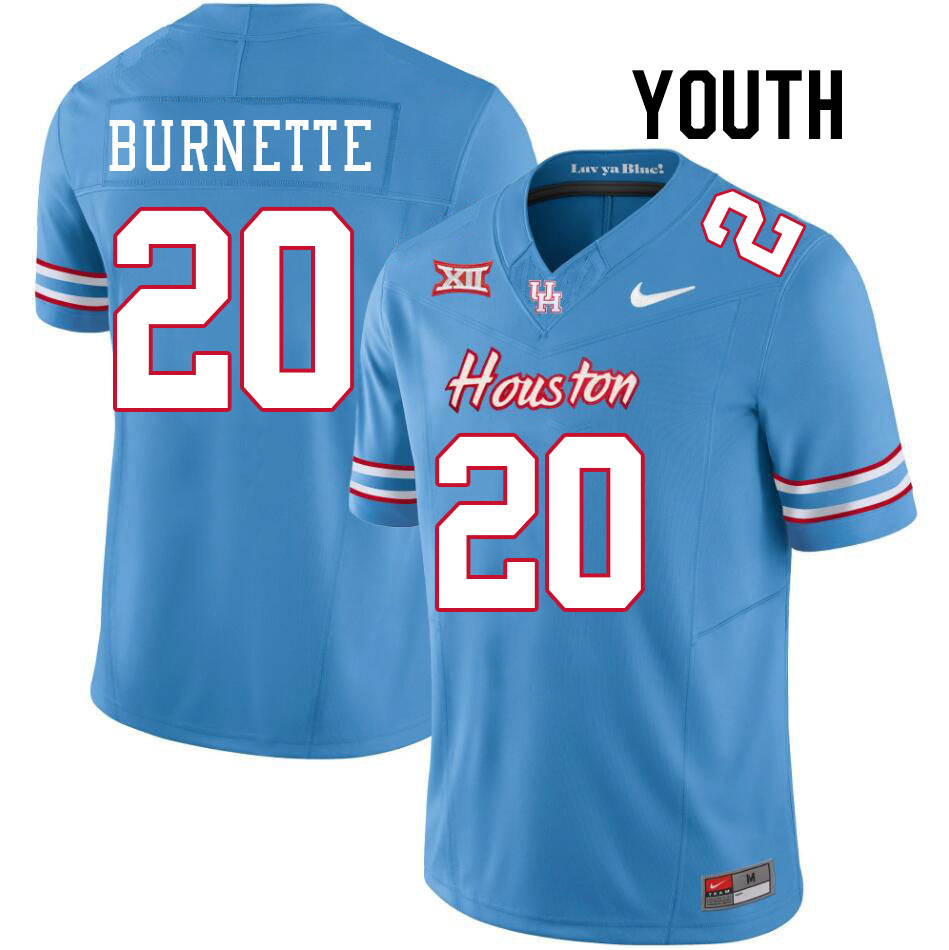 Youth #20 J'Marion Burnette Houston Cougars College Football Jerseys Stitched-Oilers